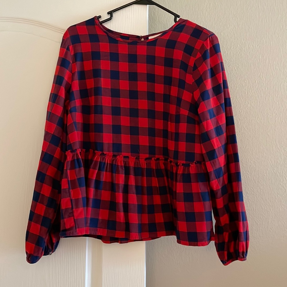 Red/Blue Buffalo Plaid Peplum